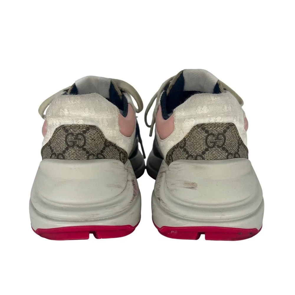 Gucci GG Rhyton Sneakers GG Supreme Canvas Pink Blue‎ Size 38